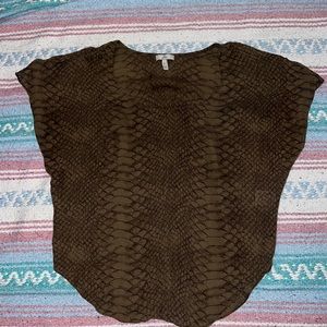 Joie brown snakeskin patterned short-sleeve silk blouse